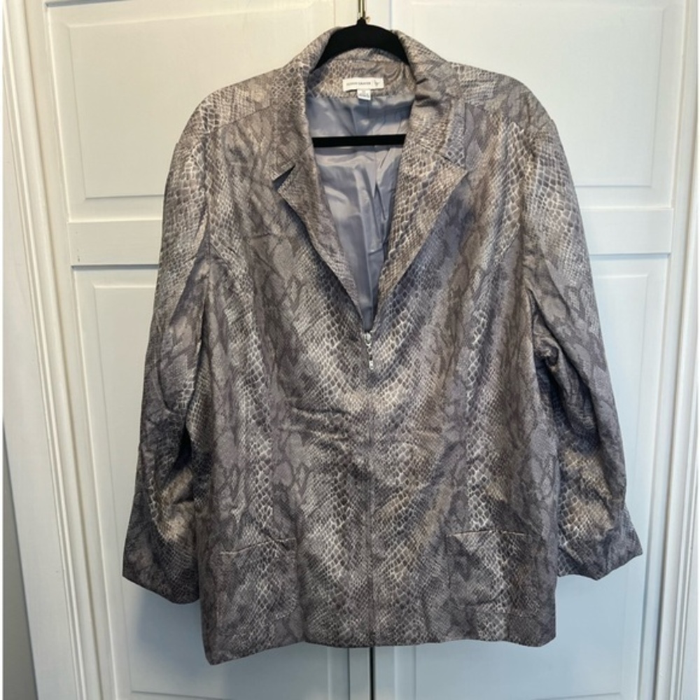 NWOT Susan Graver Lightweight Snakeskin Animal Print Full Zip Jacket Size 3X
